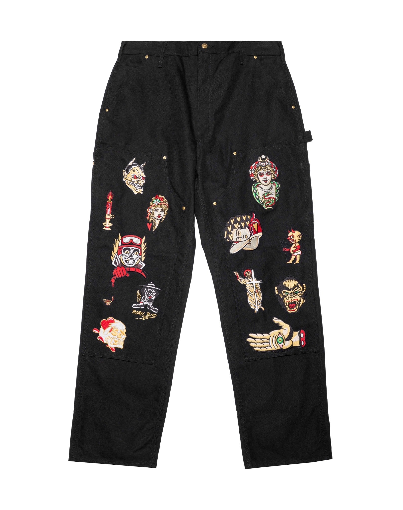 Embroidered Carhartt Double Knee Pants - Black III