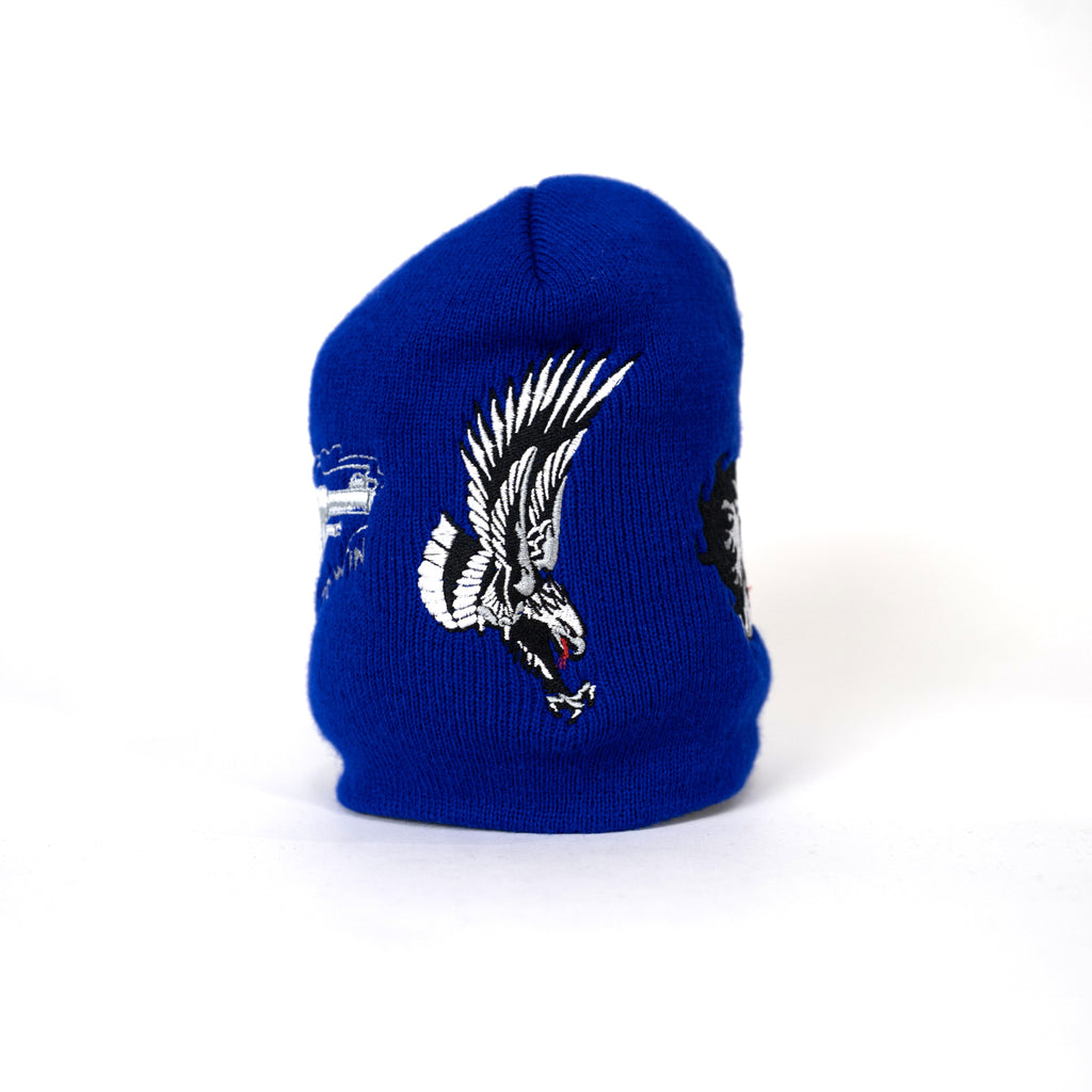 Embroidered 8 1/2" Skull Cap - Blue