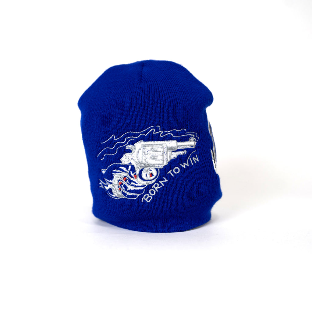 Embroidered 8 1/2" Skull Cap - Blue