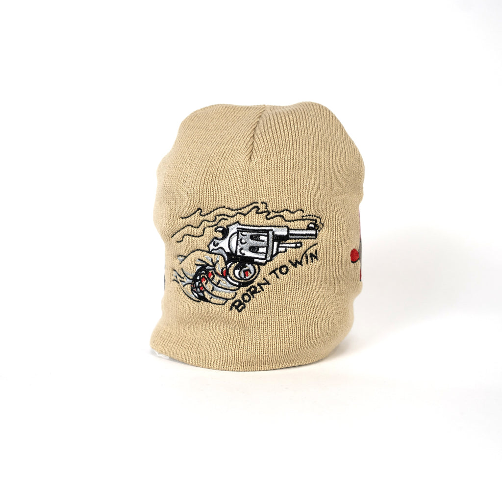 Embroidered 8 1/2" Skull Cap - Tan