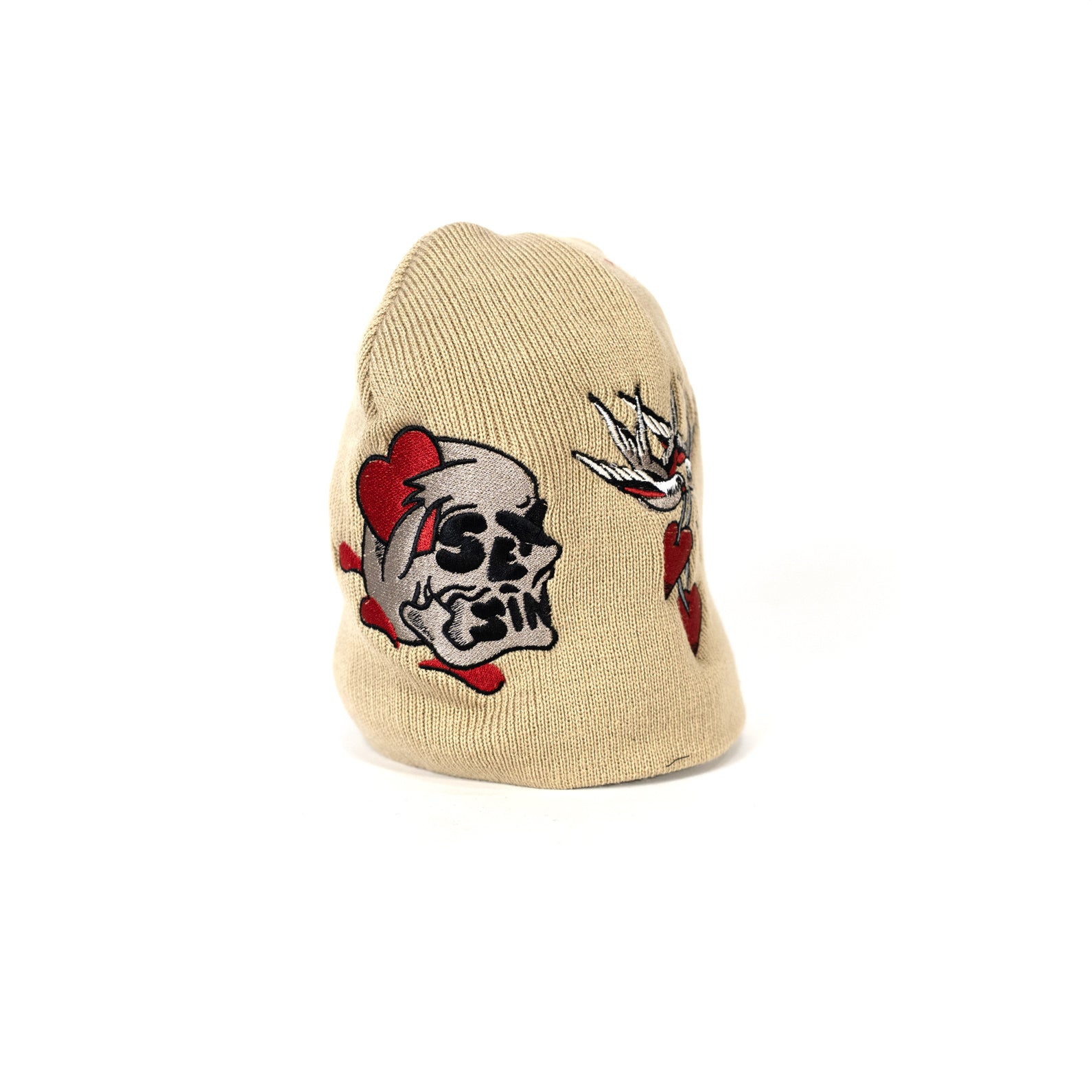 Embroidered 8 1/2" Skull Cap - Tan