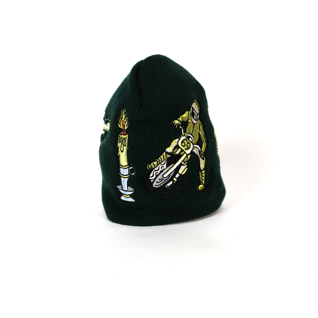 Embroidered 8 1/2" Skull Cap - Green