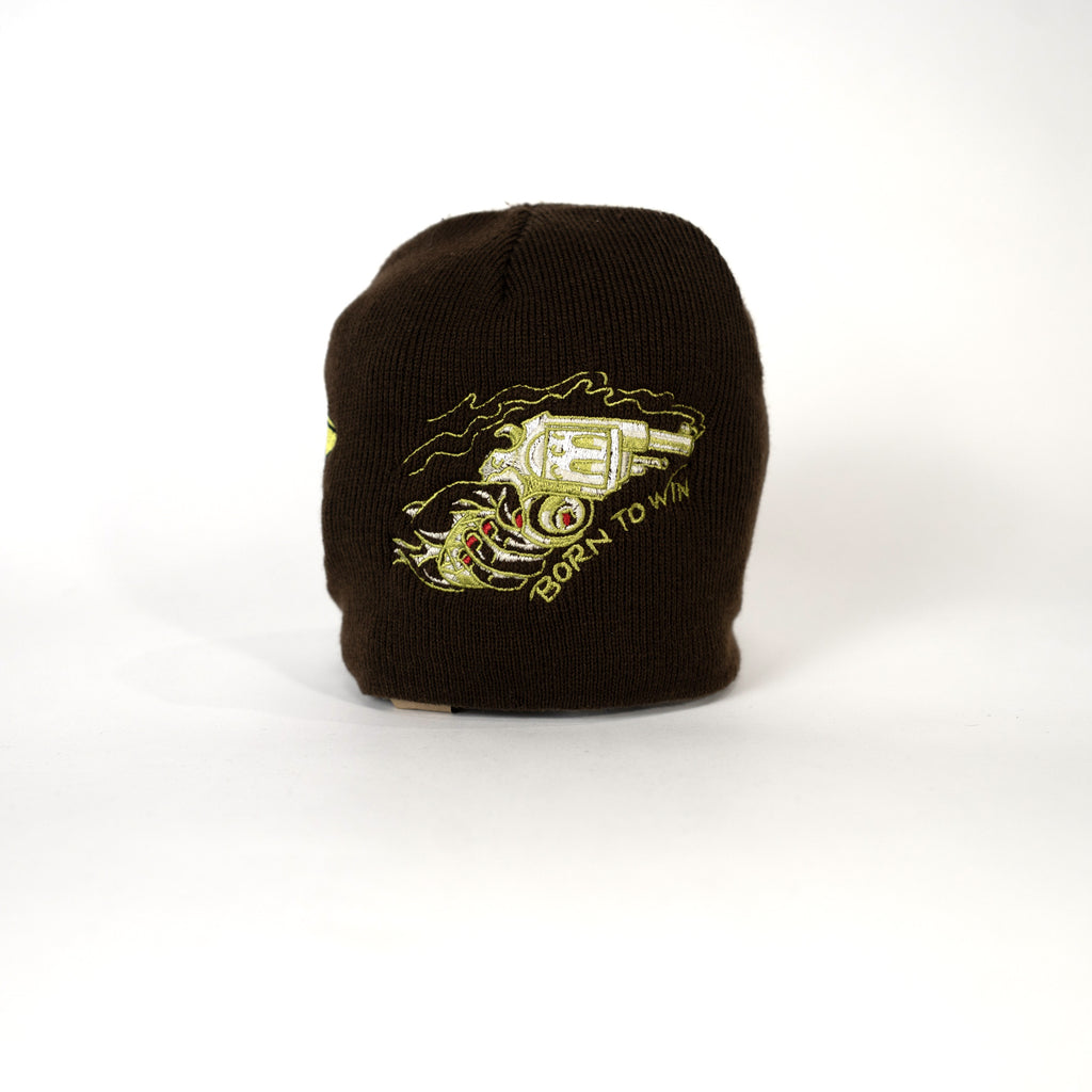 Embroidered 8 1/2" Skull Cap - Brown