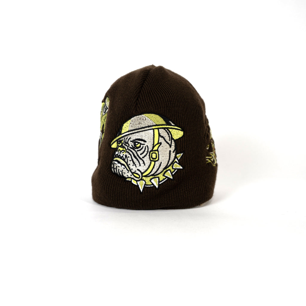 Embroidered 8 1/2" Skull Cap - Brown
