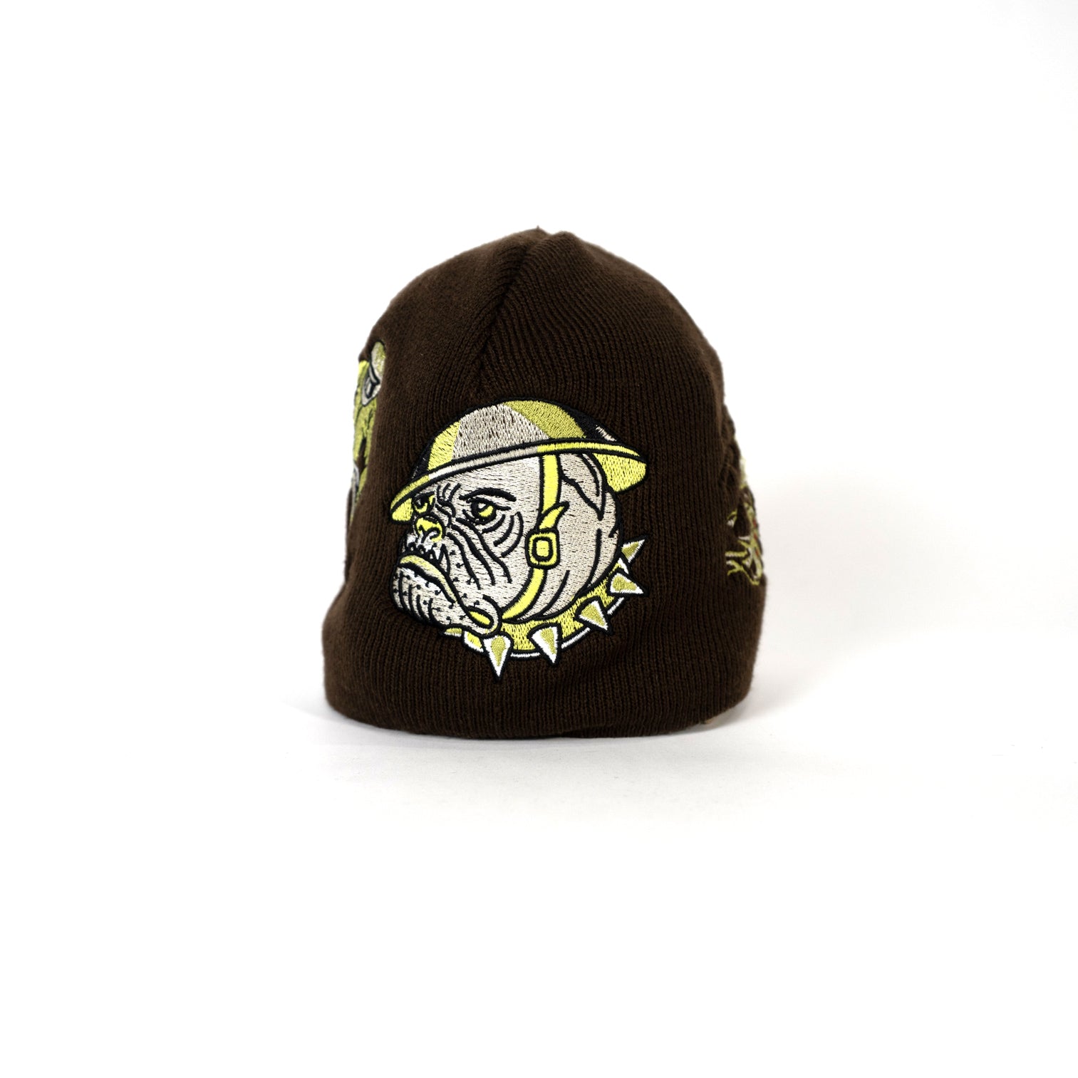 Embroidered 8 1/2" Skull Cap - Brown