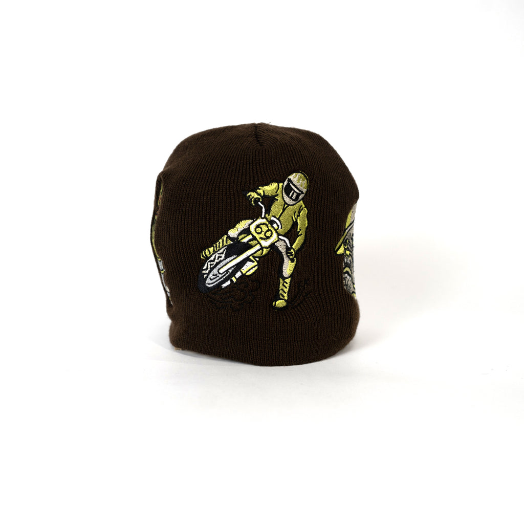 Embroidered 8 1/2" Skull Cap - Brown