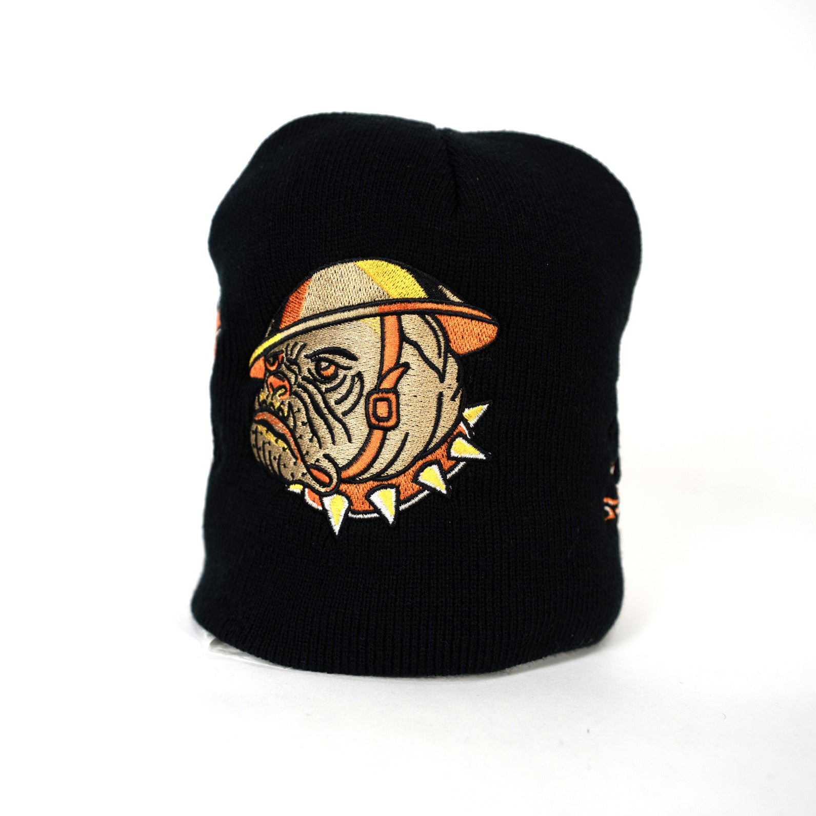 Embroidered 8 1/2" Skull Cap - Black & Orange
