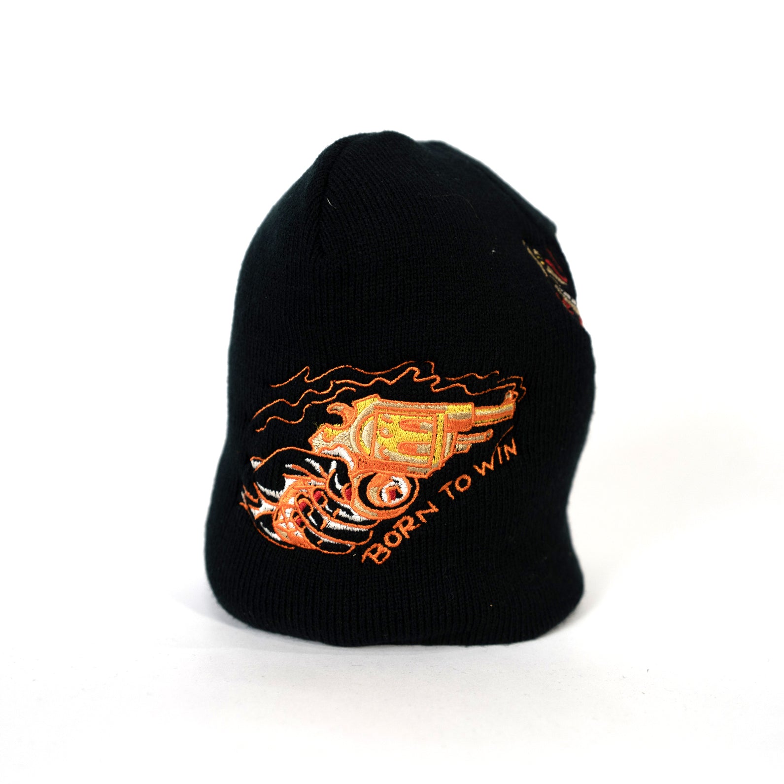 Embroidered 8 1/2" Skull Cap - Black & Orange