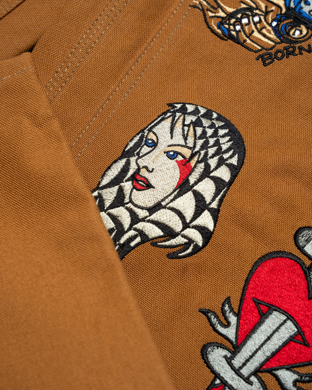 Embroidered Carhartt Double Knee Pants - Sand