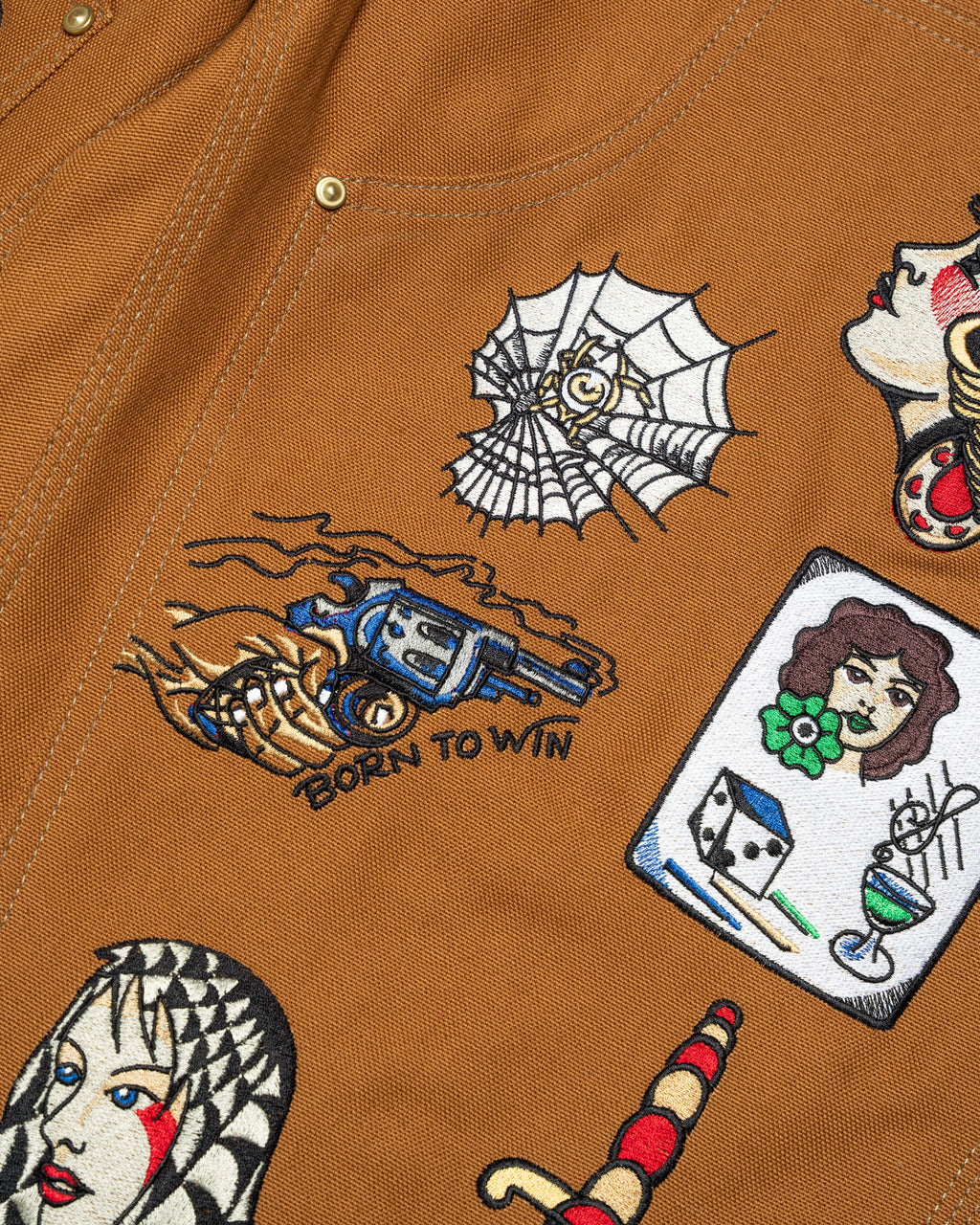 Embroidered Carhartt Double Knee Pants - Sand