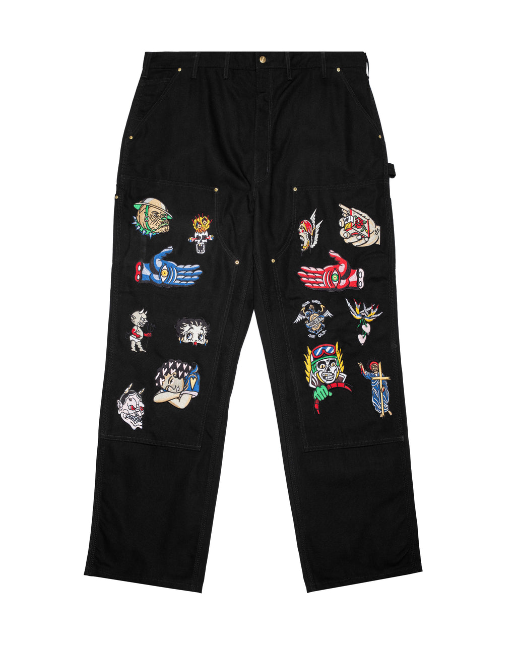 Embroidered Carhartt Double Knee Pants - Black II