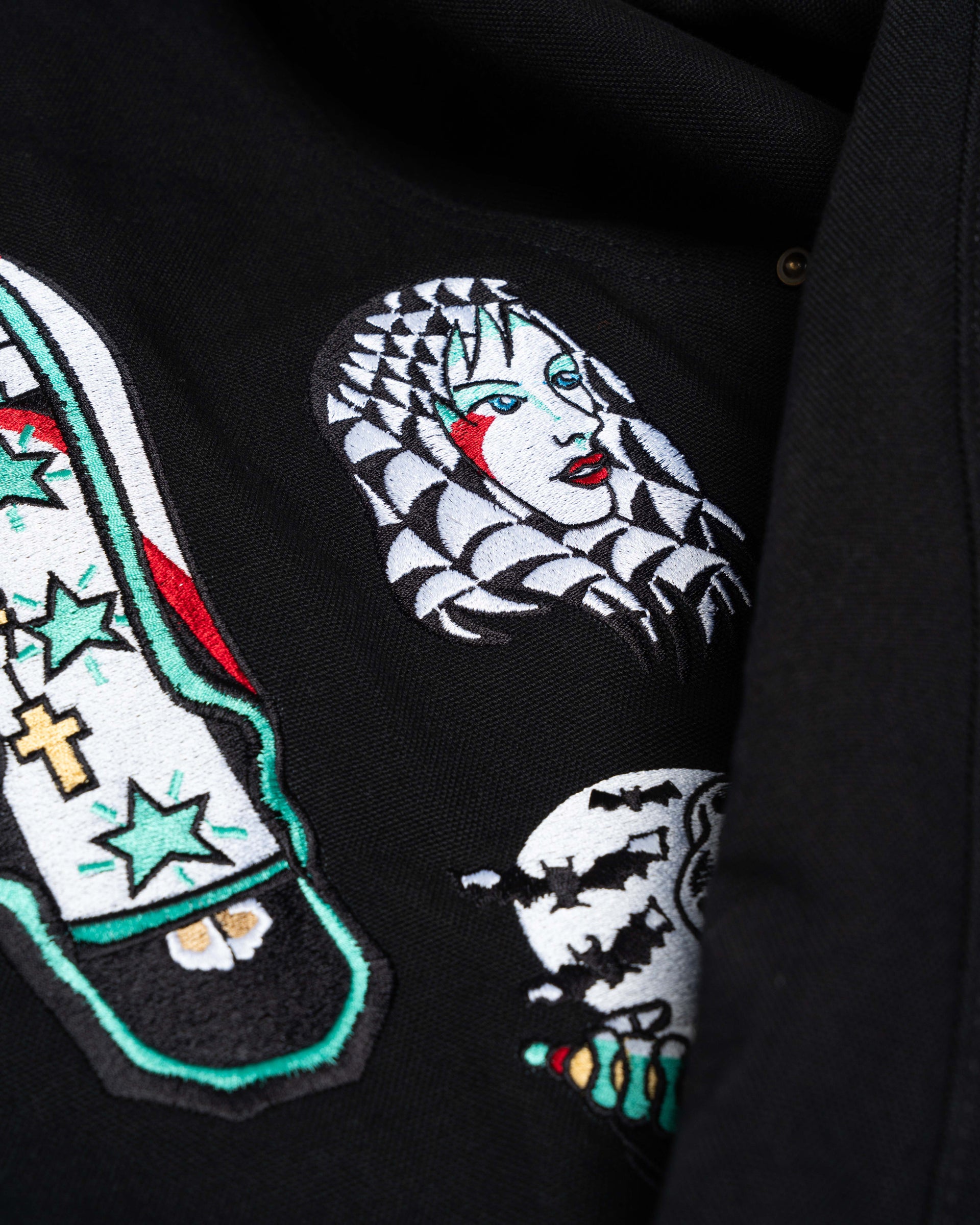 Embroidered Carhartt Double Knee Pants - Black