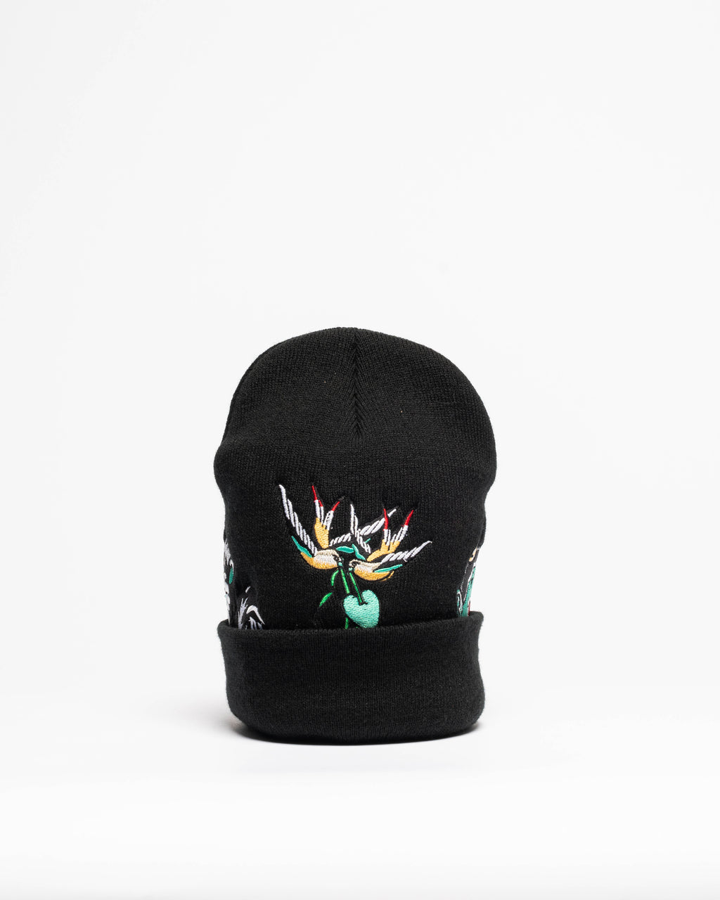 Embroidered 12" Cuffed Beanie - Black & Teal