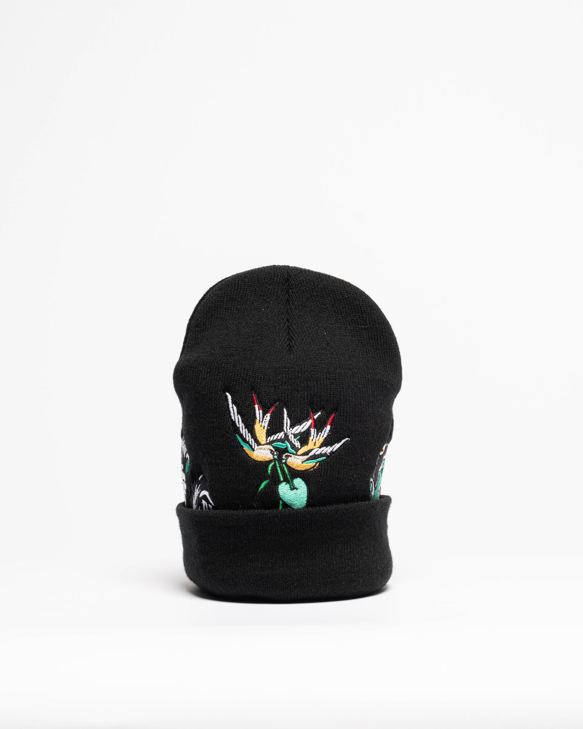 Embroidered 12" Cuffed Beanie - Black & Teal